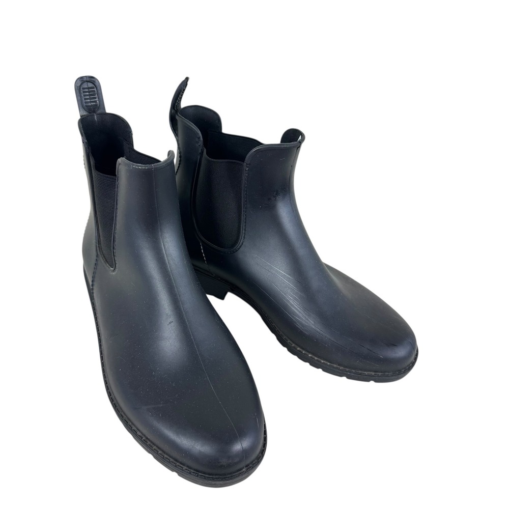 Capelli New York Women Black Rubber Chelsea Boots Ankle Rain Boots Size 6